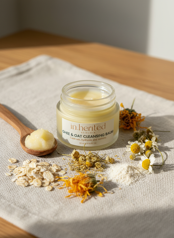 Ghee & Oat Cleansing Balm - Gentle cleanser for dry, sensitive skin & barrier repair (30g)