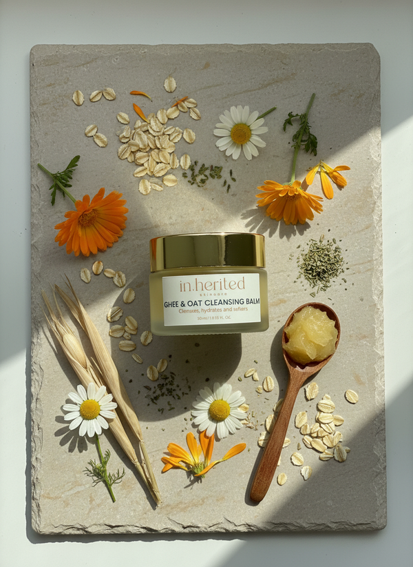 Ghee & Oat Cleansing Balm - Gentle cleanser for dry, sensitive skin & barrier repair (30g)